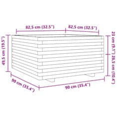 Vidaxl Záhradný kvetináč biely 90x90x49,5 cm masívna borovica