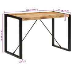 Petromila vidaXL Jedálenský stôl 120x55x76 cm surový mangovníkový masív