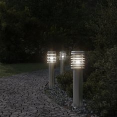 Petromila vidaXL Vonkajšie stojace lampy zásuvka 3 ks strieborné 60cm nehr. oceľ