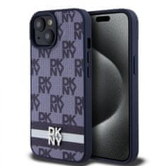 DKNY Zadný kryt PU Leather Checkered Pattern and Stripe pre iPhone 15 Blue