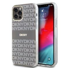 DKNY Zadný kryt PC/TPU Repeat Pattern Tonal Stripe Magsafe pre iPhone 12/12 Pro Beige