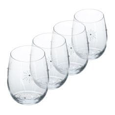 KONDELA TEMPO-KONDELA SNOWFLAKE STRIK, poháre, set 4 ks, s kryštálmi, 530 ml