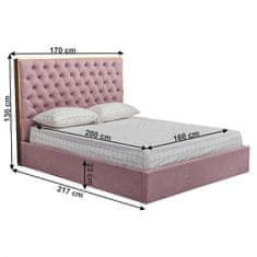 KONDELA Manželská posteľ s roštom Nadia 160x200 cm - staroružová
