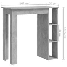 Vidaxl Barový stôl+polica, betónový 102x50x103,5 cm, kompozitné drevo