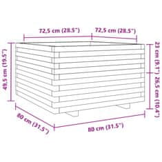 Vidaxl Záhradný kvetináč biely 80x80x49,5 cm masívna borovica