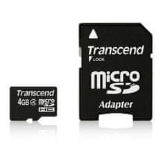Transcend Pamäťová karta MicroSDHC 4GB Class4 + adapter