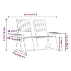Vidaxl 2-miestna záhradná lavička 165 cm oceľová čierna