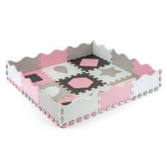 MILLY MALLY Penové puzzle podložka ohrádka Jolly 3x3 Shapes Pink Grey