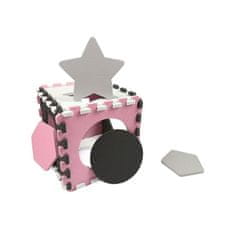 MILLY MALLY Penové puzzle podložka ohrádka Jolly 3x3 Shapes Pink Grey