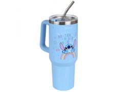 Disney DISNEY Stitch Veľký termoskový pohár s vekom a kovovou slamkou, nerezová oceľ 1,18l 