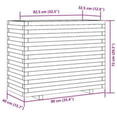 Vidaxl Záhradný kvetináč voskovohnedý 90x40x72 cm masívna borovica