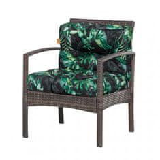 Blomster Vankúš na sedenie pre ratanové kreslo 77 x 50 cm, podložka na sedenie pre ratanový záhradný nábytok, náhradný vankúš pre ratanové kreslo PE, zelené listy