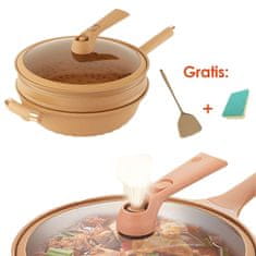 Netscroll Všestranná 8v1 wok panvica, ideálna na praženie a varenie v pare, Wok