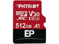 shumee Pamäťová karta Patriot Memory EP Pro PEF512GEP31MCX s adaptérom (512 GB; trieda 10, trieda A1, trieda U3, V30; adaptér, pamäťová karta)