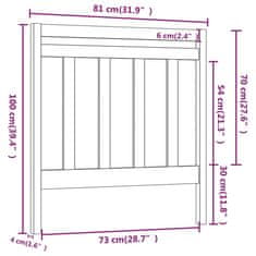 Vidaxl Čelo postele sivé 81x4x100 cm masívna borovica