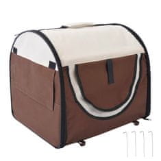 PAWHUT Dog Crate Skladací Pes Carrier & Pet Batoh S Vankúšom Waterproof Oxford Fabric Coffee 