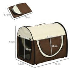 PAWHUT Dog Box Skladací Prepravný Box Pre Psa, 2 Farby, 5 Veľkostí, L (70X51X59 Cm), Káva 