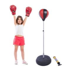 HOMCOM Set Boxerských Loptičiek Stojanová Krabica Nastaviteľná Výška 125-145 Cm Rukavice Pumpa Professional & Beginner 