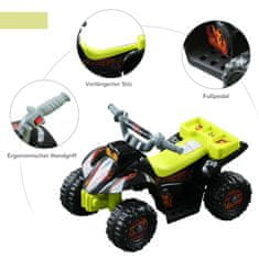 HOMCOM Elektrická Štvorkolka Pre Deti Mini Atv Detské Auto, Elektrické Vozidlo Pre Deti 18-36 Mesiacov, Žltá 