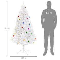 HOMCOM Vianočný Stromček Umelý Vianočný Stromček 180Cm So Stojanom Vrátane Dekorácie (180Cm, Biela/Vianočný Stromček 1) 