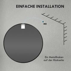 HOMCOM Kúpeľňové Zrkadlo, Ø60 Cm Kúpeľňové Zrkadlo S Hliníkovým Rámom, Háčiky, Okrúhle Nástenné Zrkadlo Do Obývačky, Predsiene, Čierne 