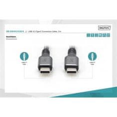 Digitus Pripojovací kábel USB 4, TypeC na TypeC, AL-Housing PP Braid 4K @ 60Hz, PD3.0, 20Gbits / s, 3m, bl.