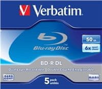 VERBATIM BD-R DL 50 GB, 6x, šperk case 5 ks