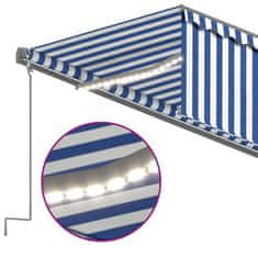 Vidaxl Automatická markíza tienidlo&LED&senzor vetra 5x3 m modro-biela