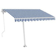 Vidaxl Automatická markíza, LED a senzor vetra 300x250 cm, modrá/biela