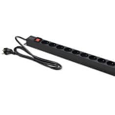 Qoltec Hliníková PDU napájací lišta pre RACK | 16A | 16 x French