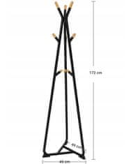 Severno Loftový stojaci vešiak na oblečenie YOKO čierny 172 cm