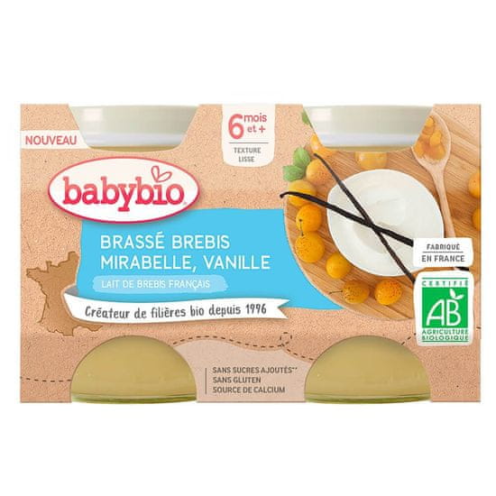 Babybio Brassé z ovčieho mlieka mirabelky vanilka 2x 130 g