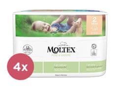 MOLTEX 4x Pure & Nature Plienky jednorazové 2 Mini (3-6 kg) 38 ks - ECONOMY PACK