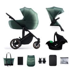 Kinderkraft SELECT Kočík kombinovaný 3v1 Prime 2 Dark Green, Premium