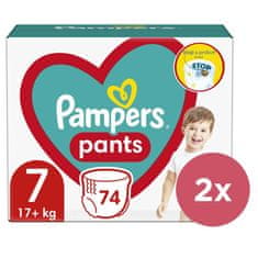 Pampers 2x Pants Nohavičky plienkové jednorazové 7 (17 kg+) 74 ks - MEGA PACK