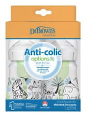 Dr.Brown´s Fľaša dojčenská Anti-colic Wide Neck Džungľa 150ml, 2ks