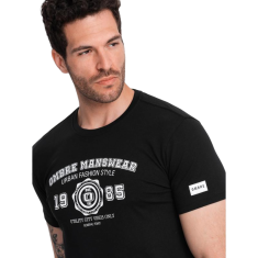 OMBRE Pánske tričko s potlačou čierne MDN126022 XL