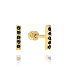 MINET Zlaté náušnice s čiernymi zirkónmi Au 585/1000 1,00g