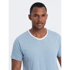 OMBRE Pánske tričko so surovým povrchom modrá MDN126065 XL