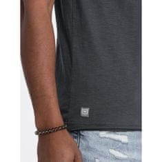 OMBRE Pánske tričko so surovým povrchom tmavosivá MDN126068 XXL