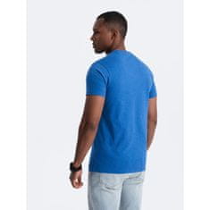 OMBRE Pánske tričko s okrúhlym výstrihom henley modré MDN126070 S
