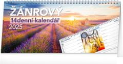 NOTIQUE Stolový kalendár Žánrový 2025 – 14denný, 33 x 14,5 cm