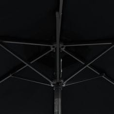 Vidaxl Záhradný slnečník s oceľovou tyčou čierny 225x225x212 cm