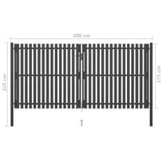 Vidaxl Záhradná plotová brána, oceľ 4x2,25 cm, antracitová