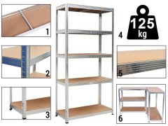 Wellhox Skladovací regál 5 úrovní 625 kg 150 x 75 x 30 cm