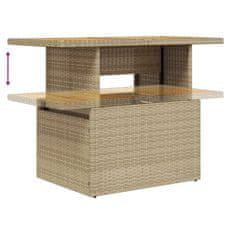 Petromila vidaXL Záhradný stôl béžový 100x55x73 cm polyratan a akáciové drevo