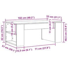 Vidaxl Konferenčný stolík dymový dub 102x55x42 cm kompozitné drevo