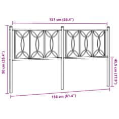 Vidaxl Kovové čelo postele čierne 150 cm