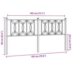 Vidaxl Kovové čelo postele, čierne 180 cm