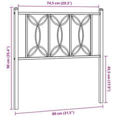 Vidaxl Kovové čelo postele čierne 75 cm